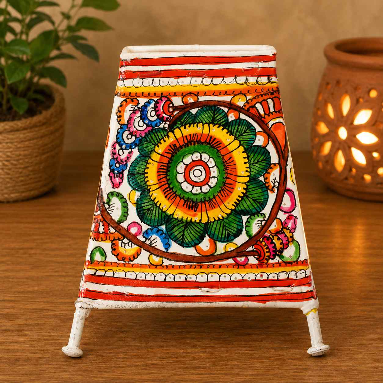 Floral Mandala Leather Puppetry Table Lamp - 6 inch