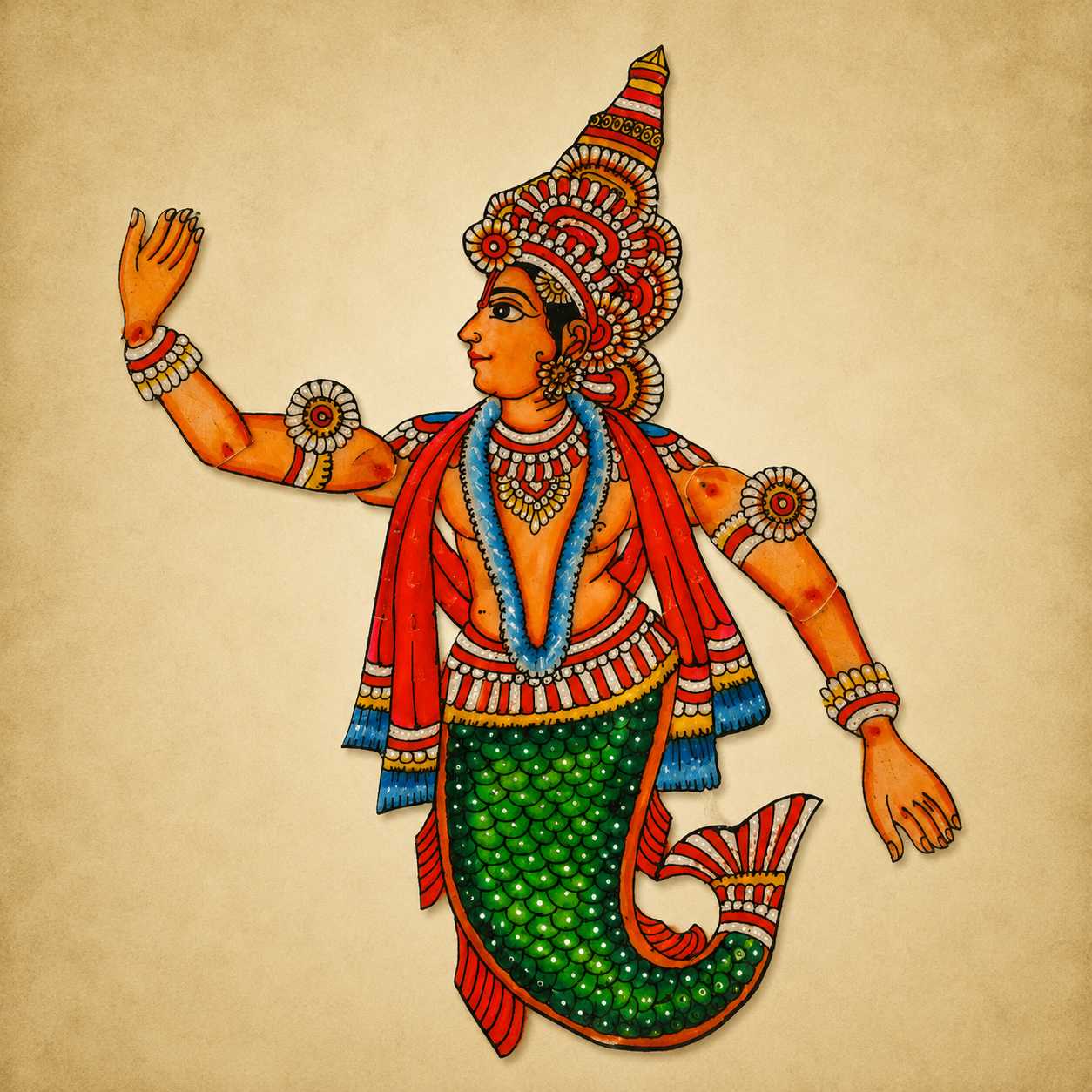 Sri Maha Vishnu Macha Avathar – Traditional Tholu Bommalata Leather Puppet