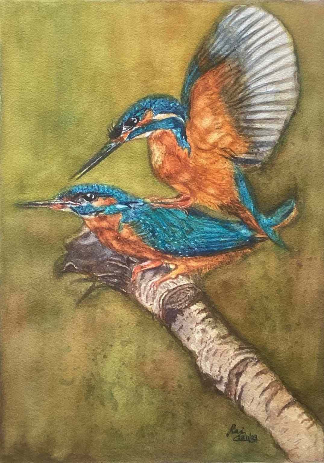 Kingfishers amidst nature.