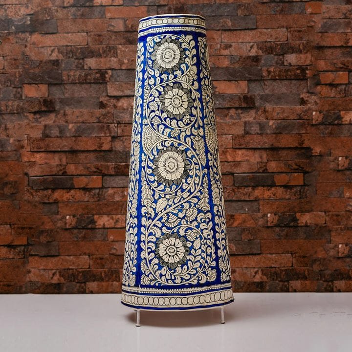 Blue Pushpa Valli – Floral Elegance Leather floor Lamp