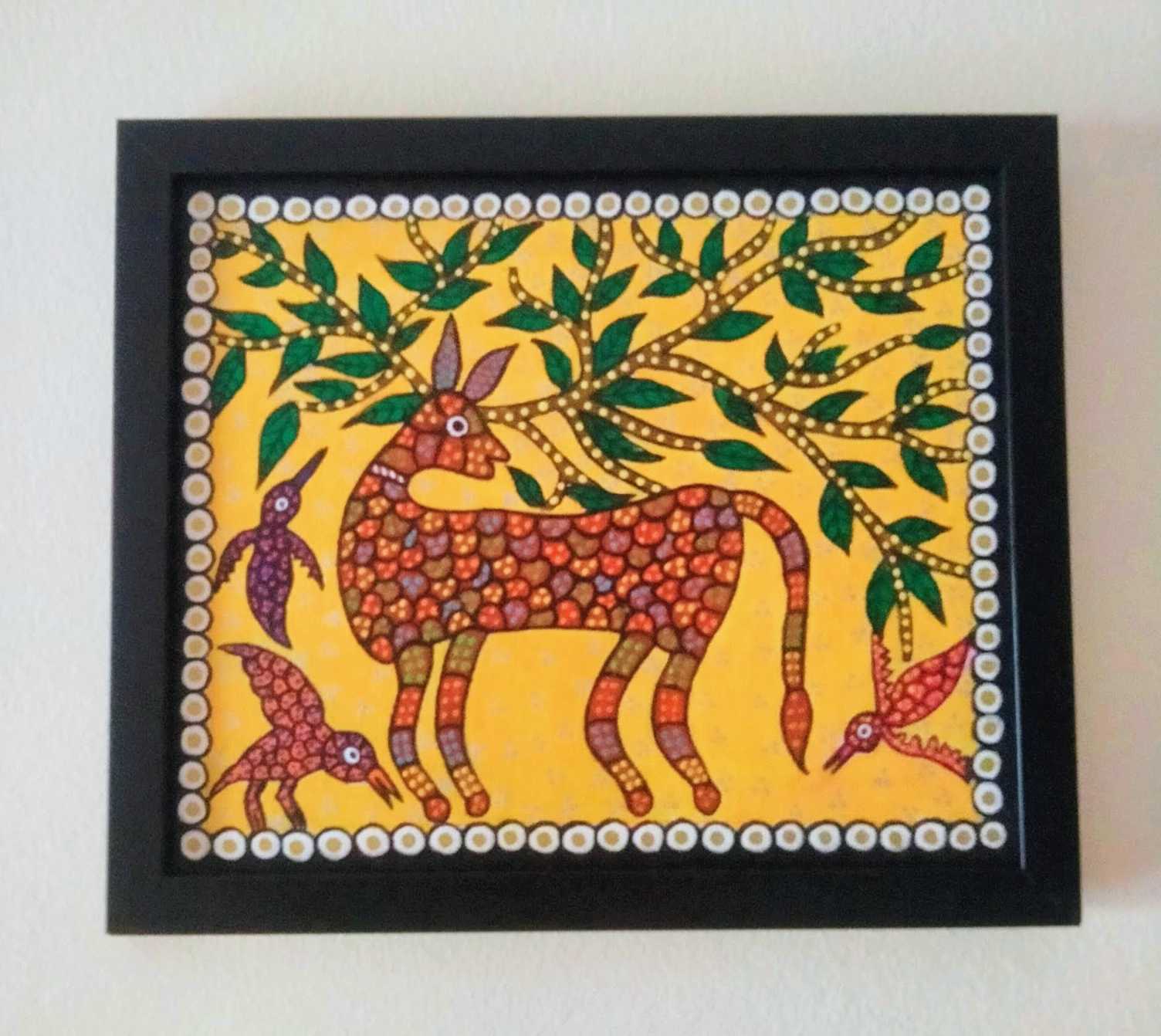 Deer and Birds : Bhil Art