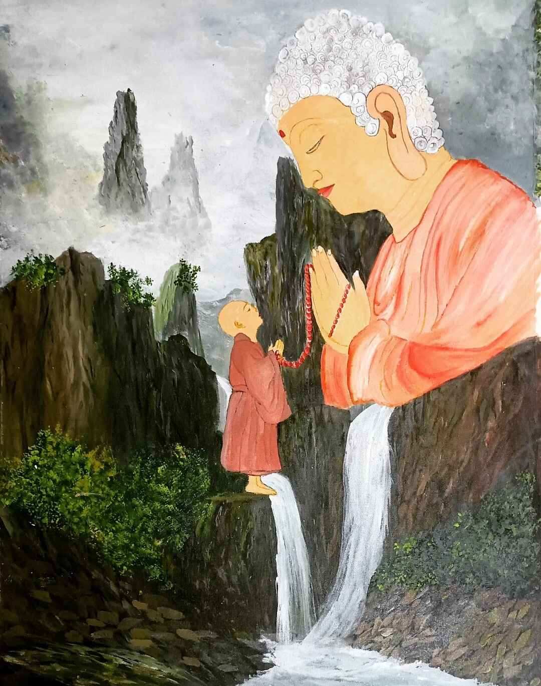 Lord Buddha and the little monk