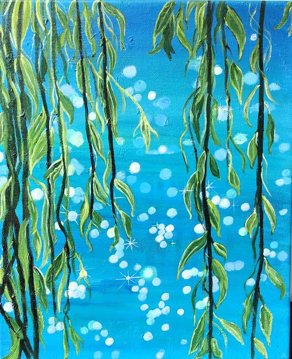 Whispers of the Willow – Original Acrylic Nature Painting on Canvas (10 x 12 Inches)
