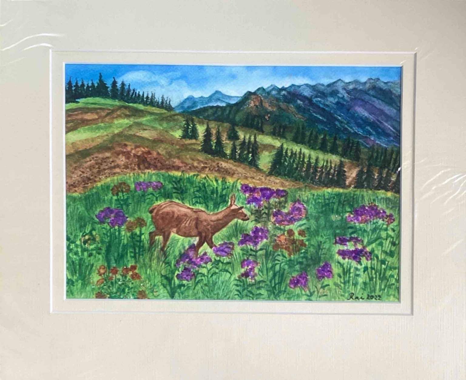 Landscape of mountain deer.