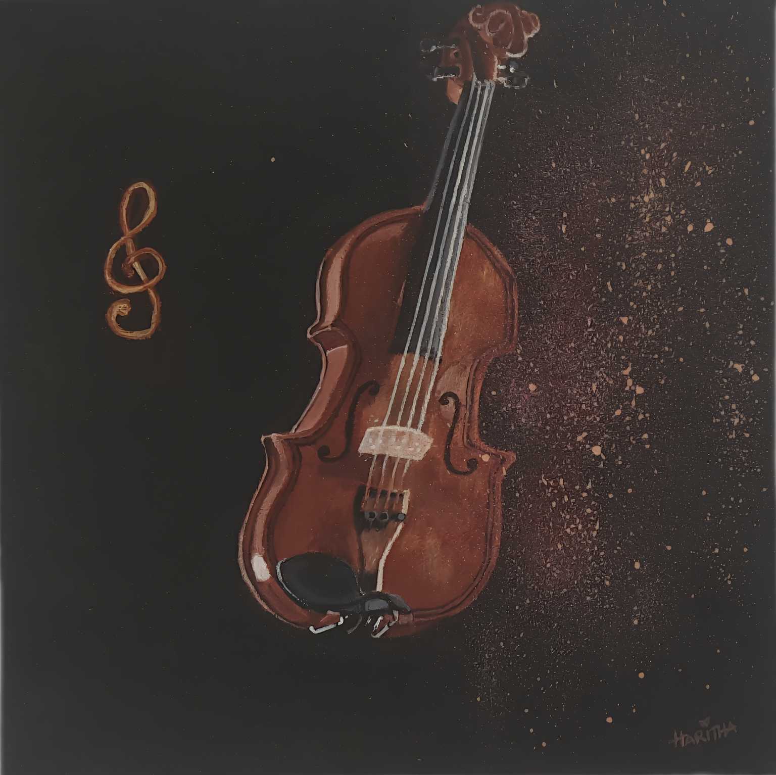 Melody of Strings – Original Acrylic Violin Painting on Canvas (10 x 10 Inches)