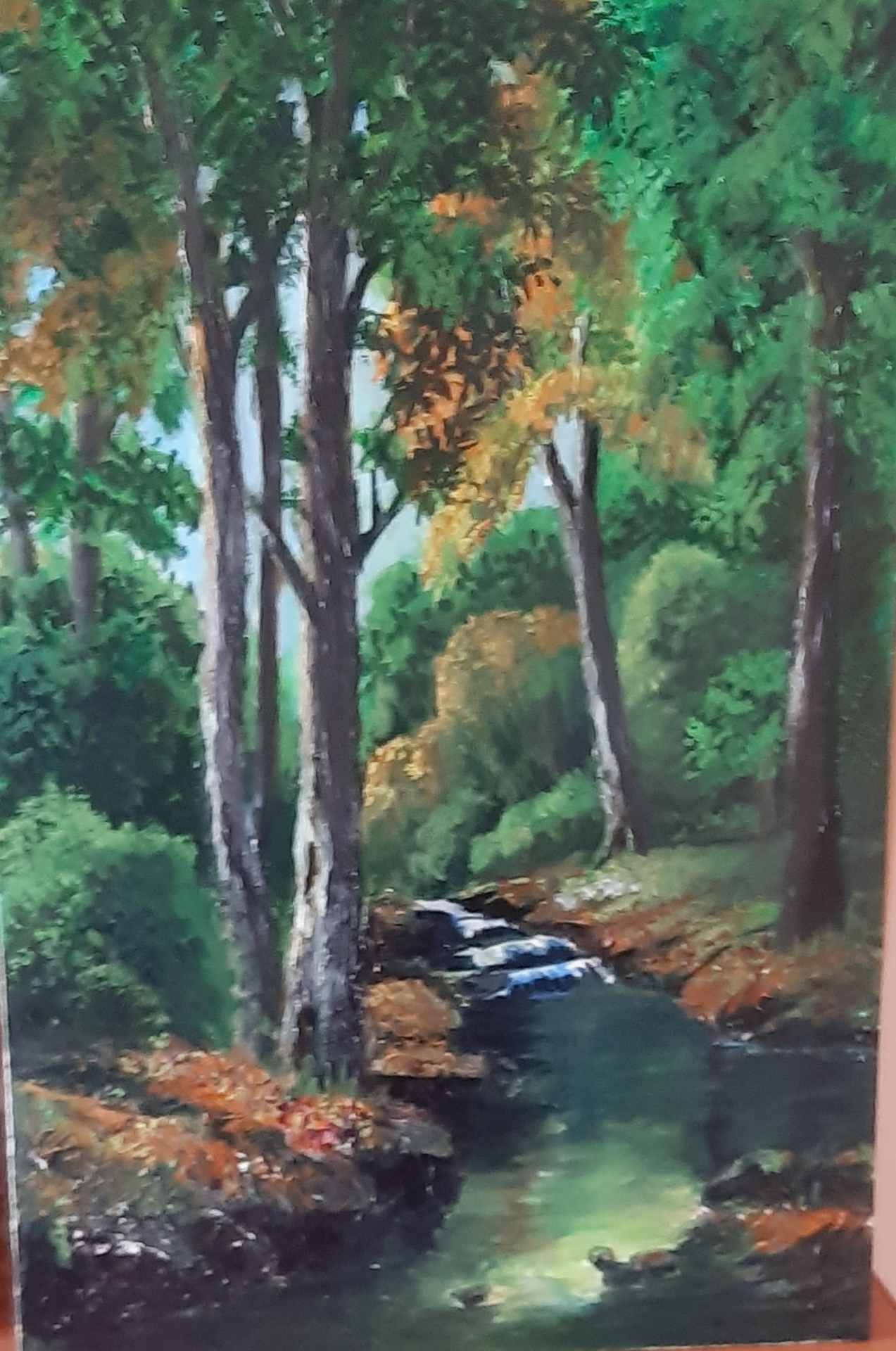 Trees and brook.